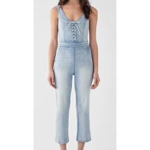 DL1961 Harriet Light Dallas Wash Denim Lace Up Sleeveless Jumpsuit